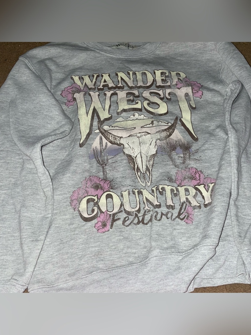 Wander West Country Festival Crewneck Sweater - Light Gray